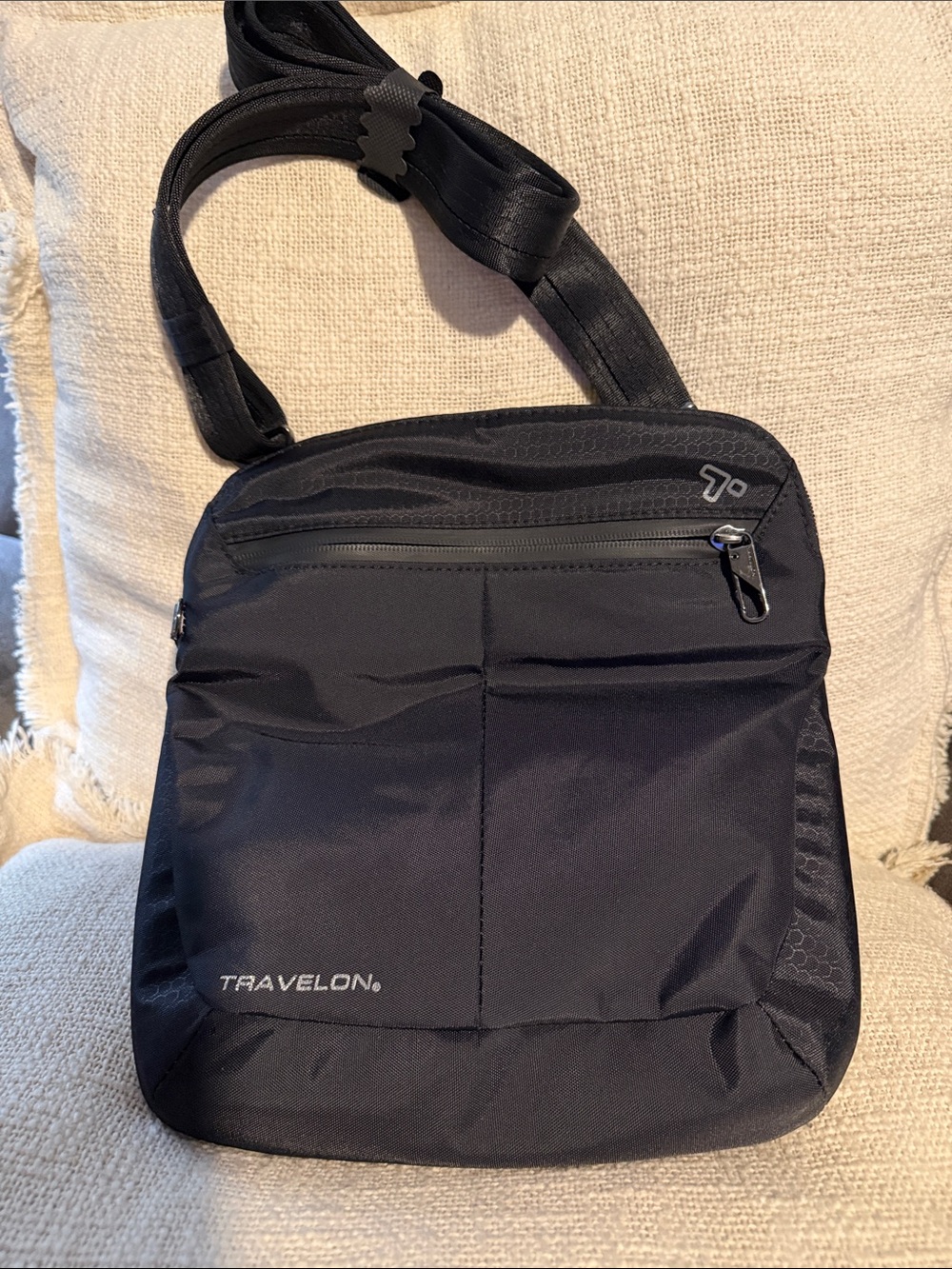 New Travelon Compact Black Crossbody Bag .